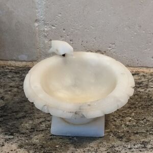Elegant White Marble Bird Bath